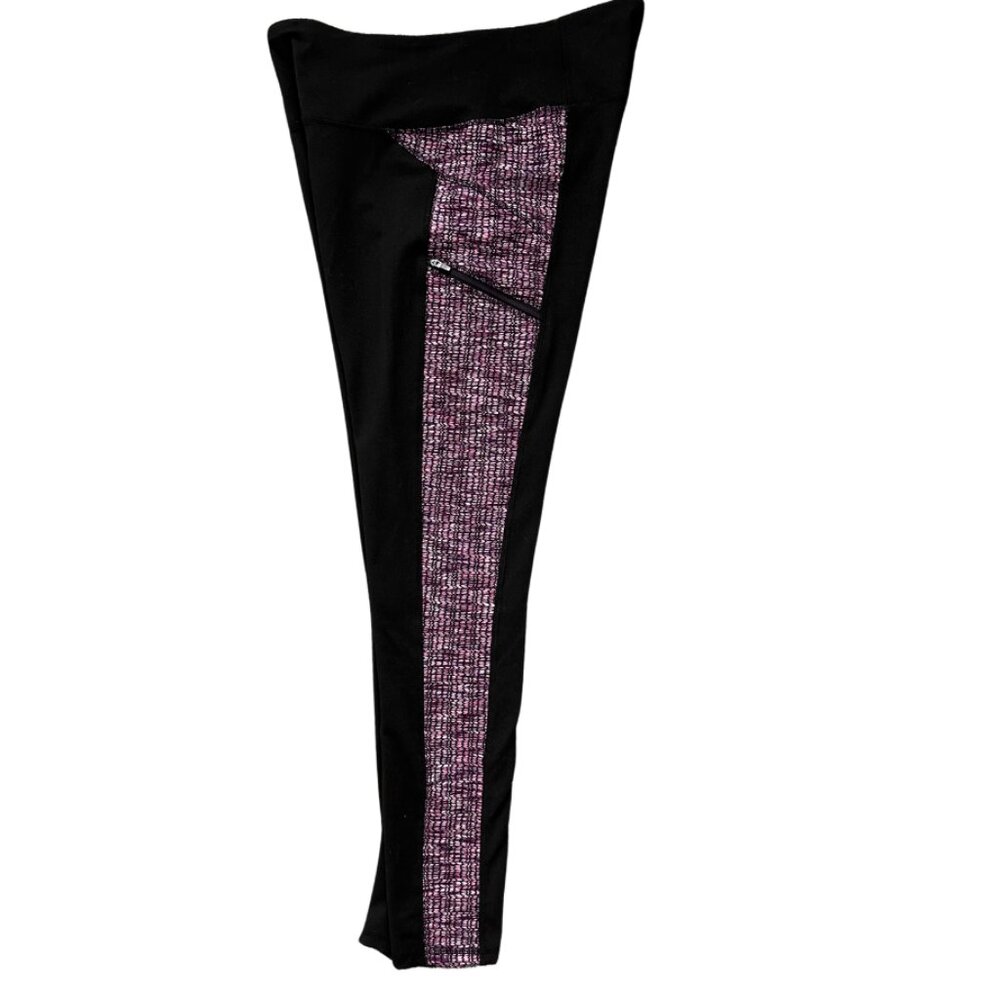 Z by Zobha black with purple accents leggings size Large - Picture 4 of 8